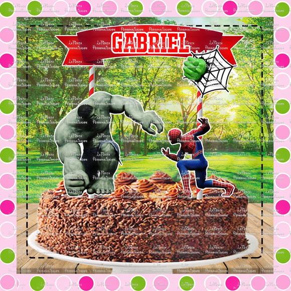 Topo de Bolo Hulk e Homem Aranha