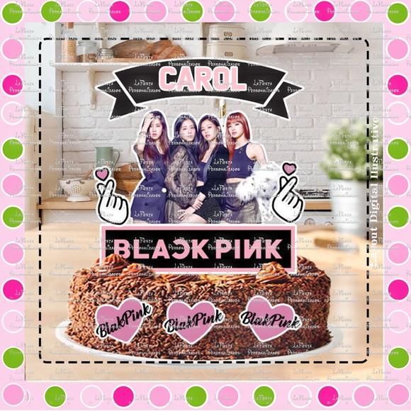 Topo de Bolo Black Pink