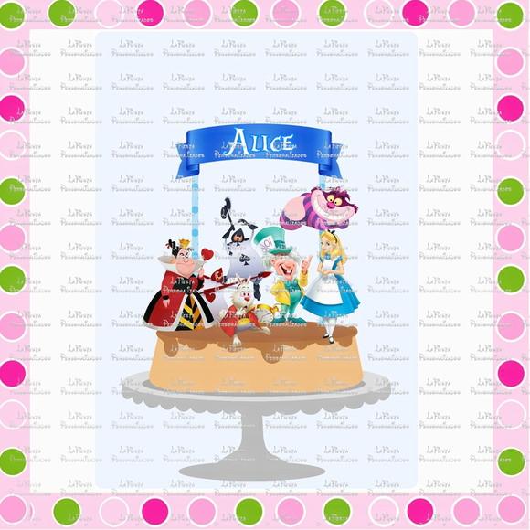 Topo de Bolo Alice no Pais das Maravilhas