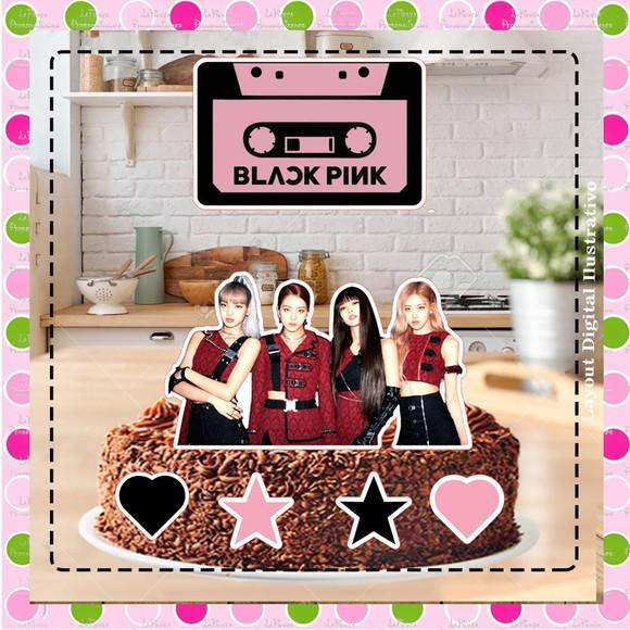 Topo de Bolo Black Pink