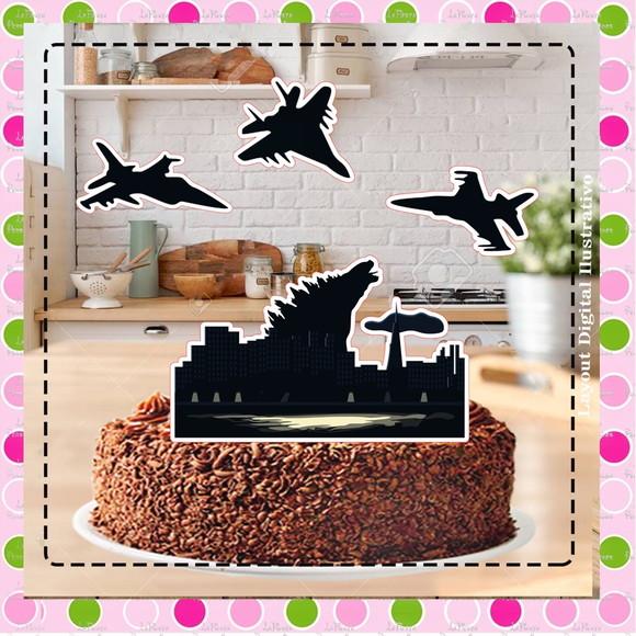 Topo de Bolo Godzilla