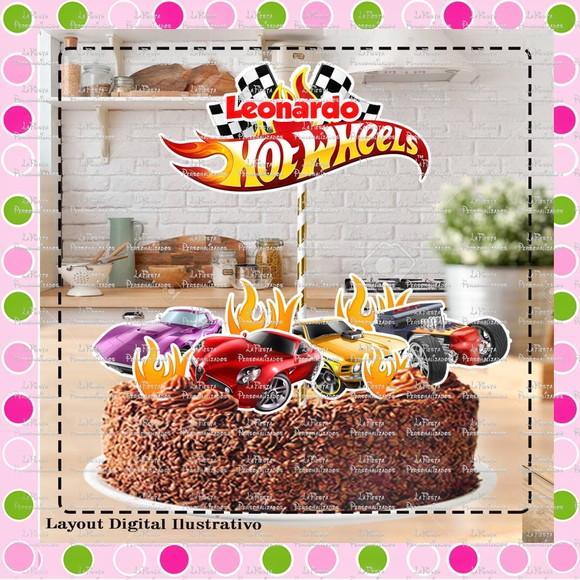 Topo de Bolo Hot Wheels