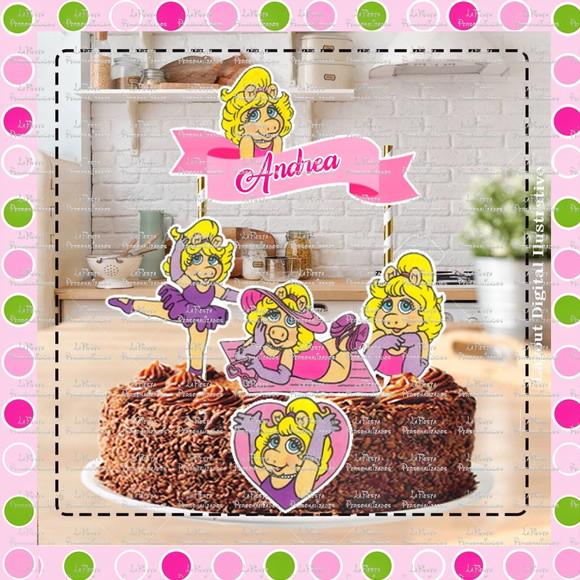 Topo de Bolo Miss Piggy