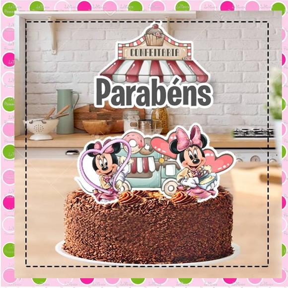 Topo de Bolo Minnie Confeiteira