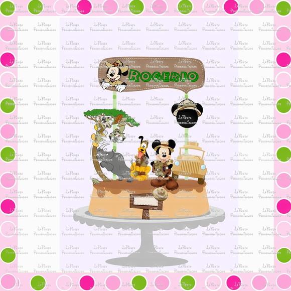 Topo de Bolo Mickey Safari