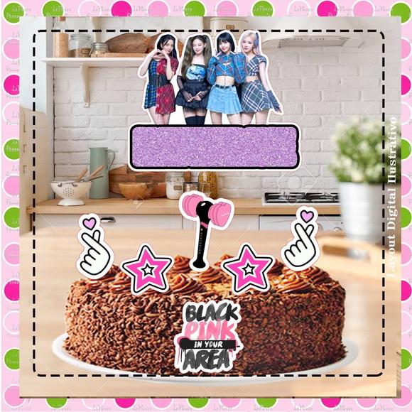 Topo de Bolo Black Pink