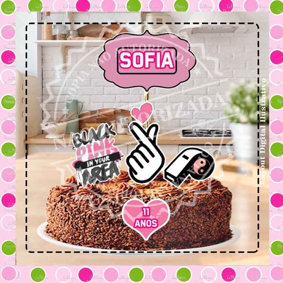 Topo de Bolo Black Pink