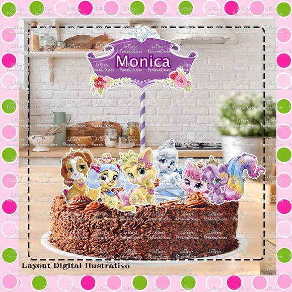 Topo de Bolo Pets Princesas