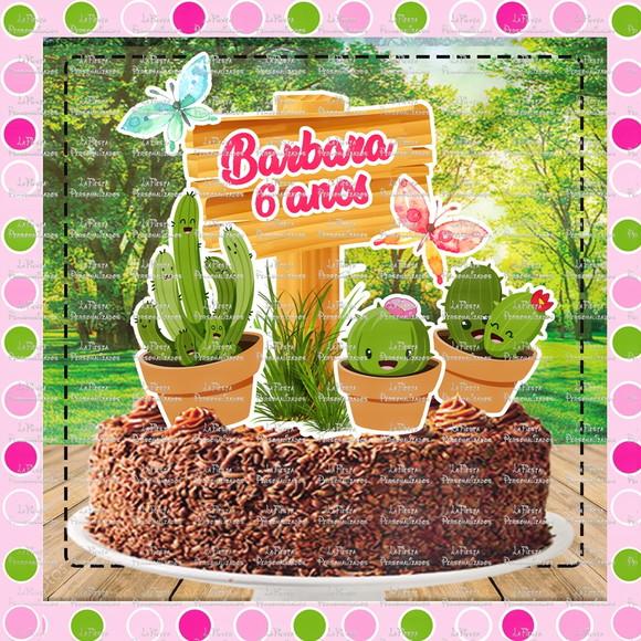 Topo de Bolo Cactus