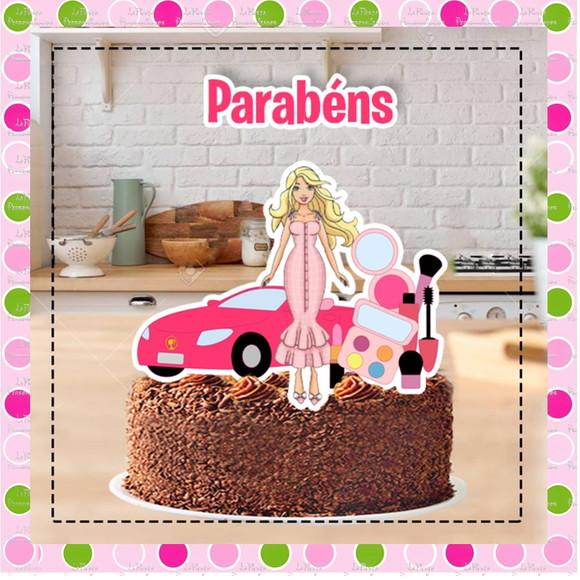 Topo de Bolo Barbie Carro