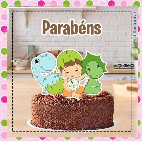 Topo de Bolo Dinossauro Menino