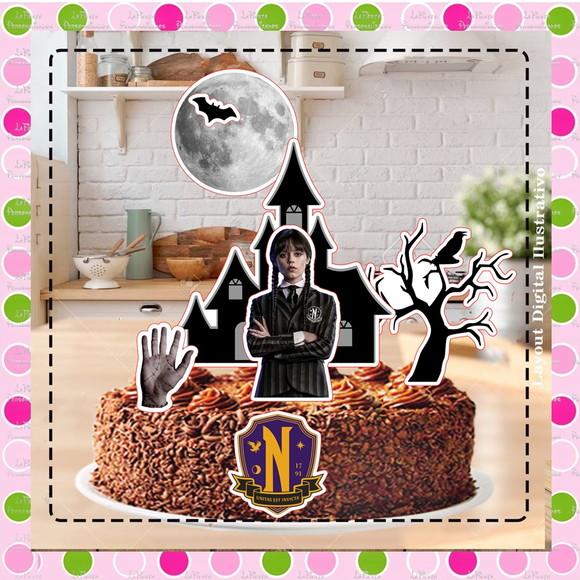 Topo de Bolo Wandinha Addams