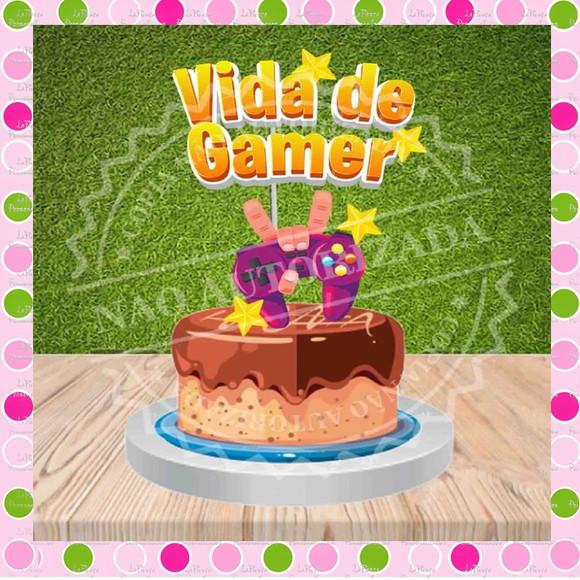 Topo de Bolo Vida de Gamer