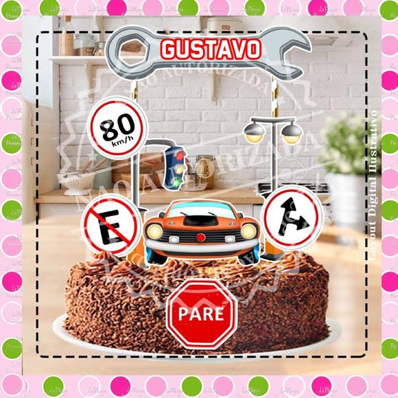 Topo de Bolo Carros Retro