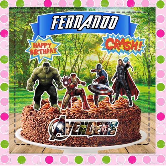 Topo de Bolo Vingadores Avengers