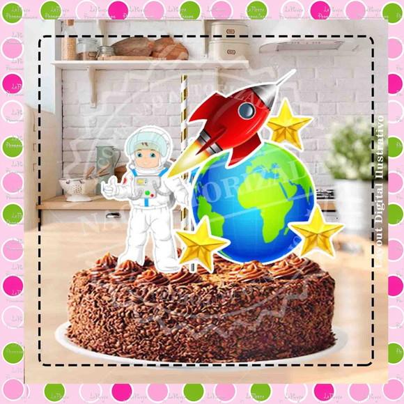 Topo de Bolo Astronauta