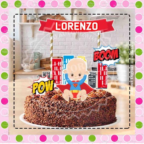 Topo de Bolo Super Homem Bebê