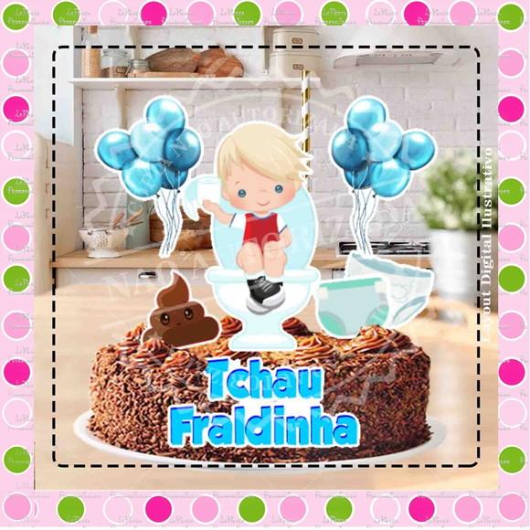 Topo de Bolo Tchau Fraldinha