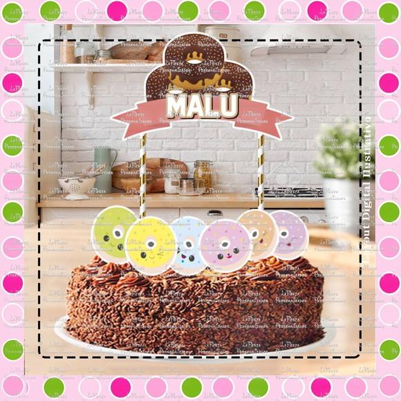 Topo de Bolo Doces Donuts