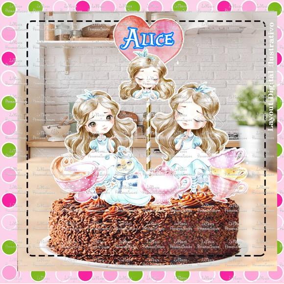 Topo de Bolo Alice no Pais das Maravilhas