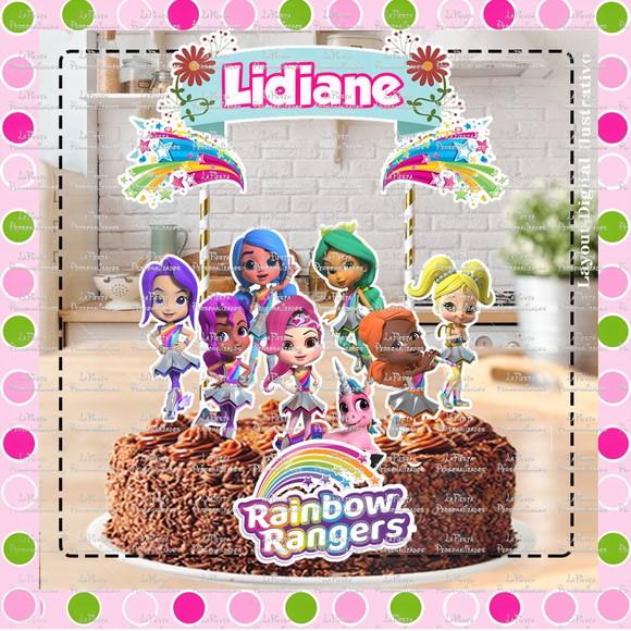 Topo de Bolo Rainbow Rangers