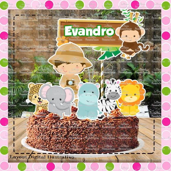 Topo de Bolo Safari