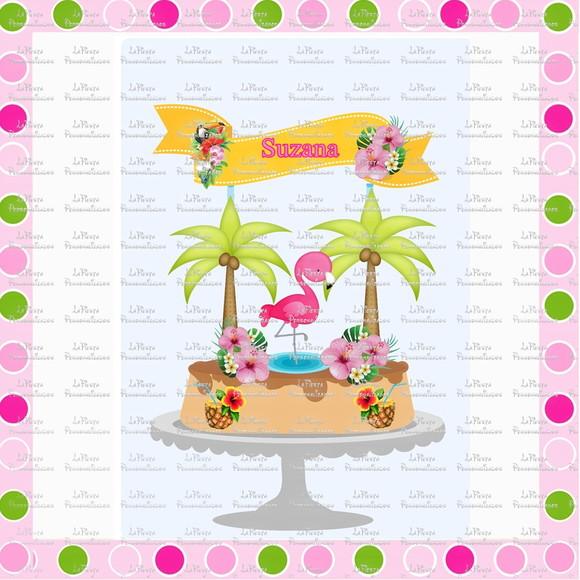 Topo de Bolo Flamingo