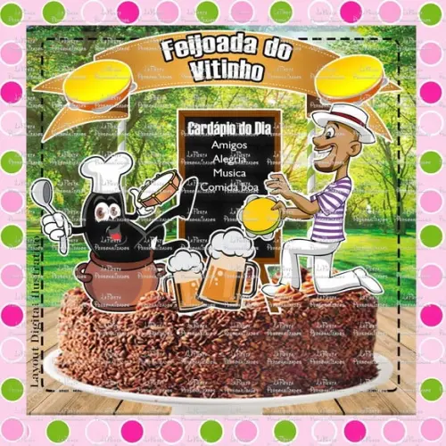 Topo de Bolo Pagode com Feijoada