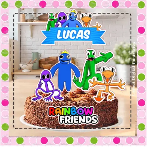 Topo de Bolo Rainbow Friends