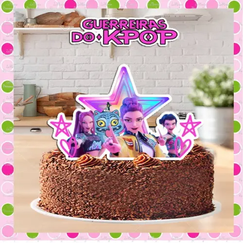 Topo de Bolo Guerreiras do Kpop
