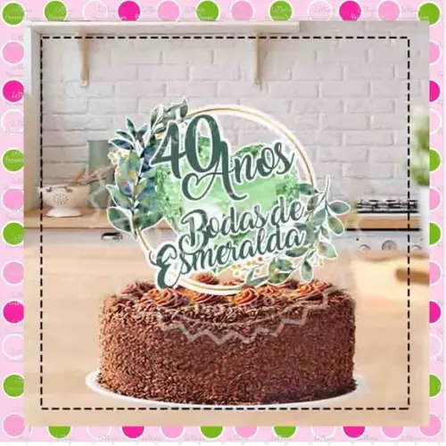 Topo de Bolo Bodas de Esmeralda