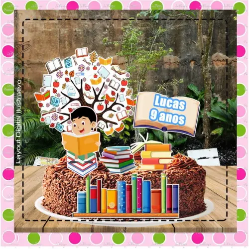 Topo de Bolo Livros Leitura