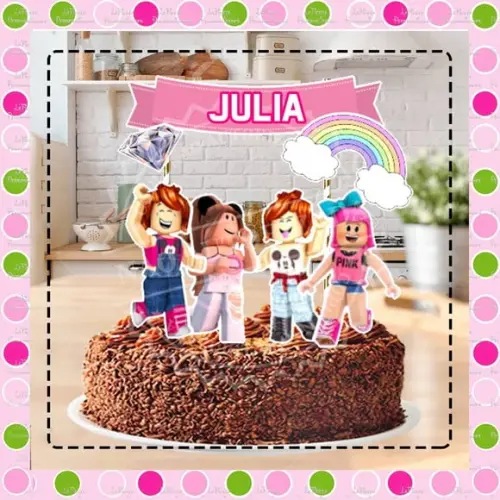 Topo de Bolo Roblox Menina Julia Minegirl