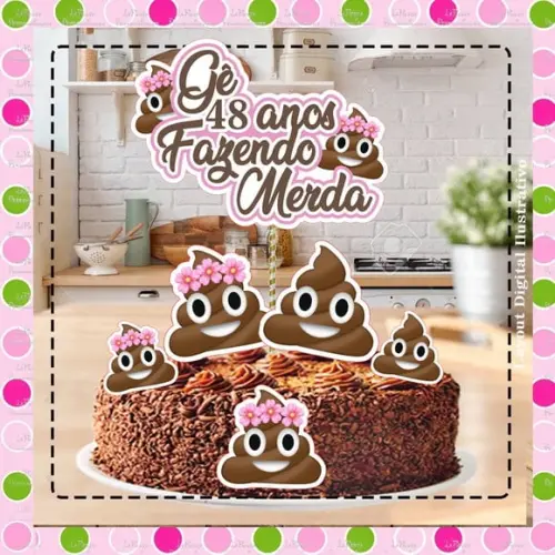 Topo de Bolo Emoji Fazendo Merda