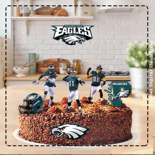 Topo de Bolo Futebol Americano Philadelphia Eagles