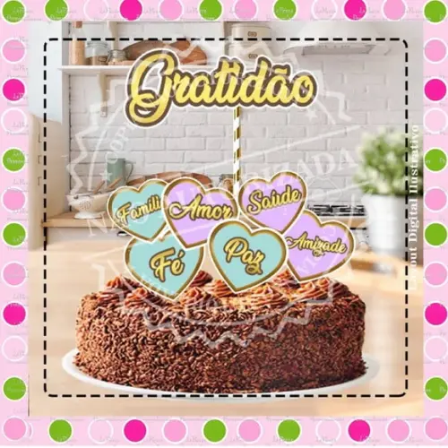 Topo de Bolo Gratidão