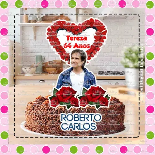 Topo de Bolo Roberto Carlos