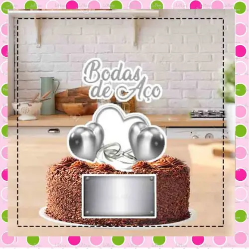 Topo de Bolo Bodas de Aço