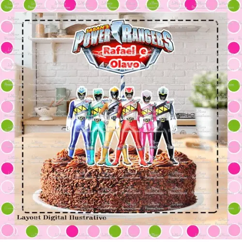 Topo de Bolo Power Rangers Dino Charge