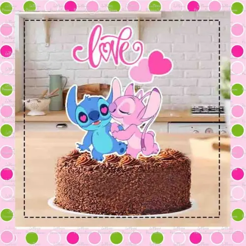Topo de Bolo Stitch e Angel