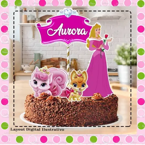 Topo de Bolo Princesa Aurora