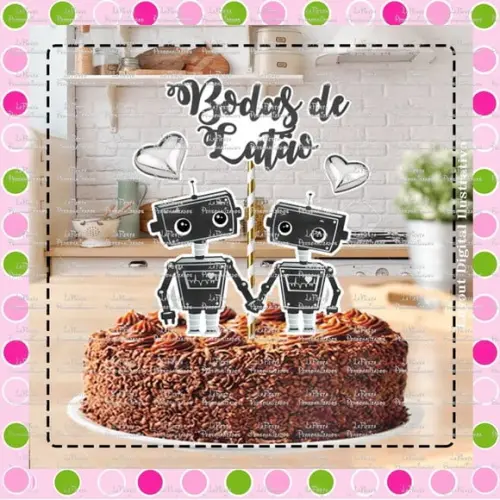 Topo de Bolo Bodas de Latão