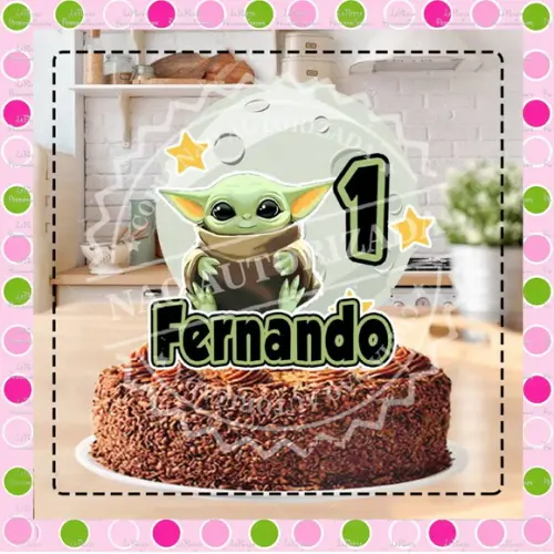Topo de Bolo Baby Yoda
