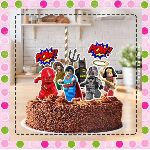 Topo de Bolo Lego Liga da Justiça