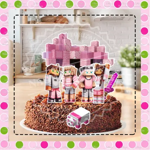 Topo de Bolo Minecraft Menina