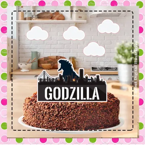 Topo de Bolo Godzilla