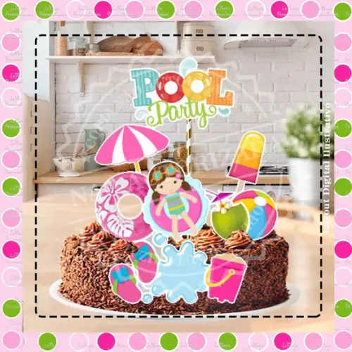 Topo de Bolo Pool Party