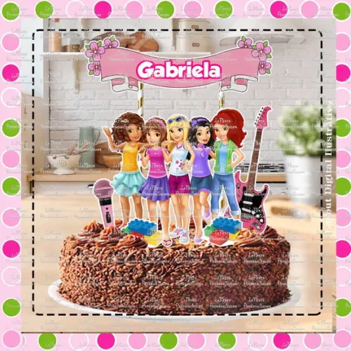 Topo de Bolo Lego Friends