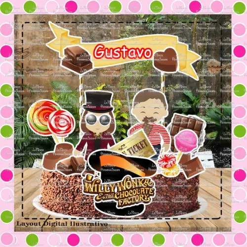 Topo de Bolo Fantástica Fábrica de Chocolate