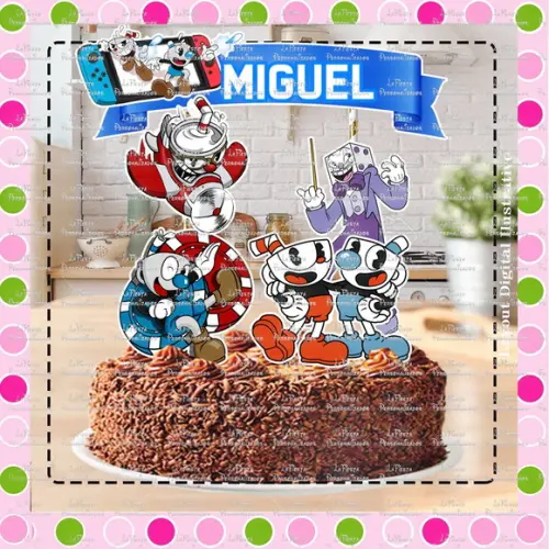 Topo de Bolo Cuphead